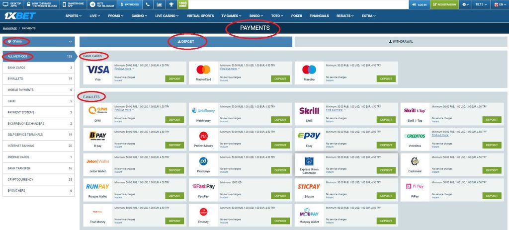 1xbet secure payment methods wallets cards